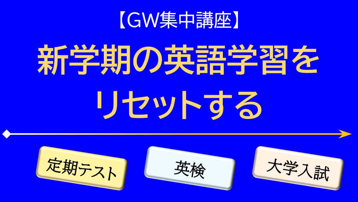【英語・定期テスト・英検】新学期がスタート!さっそく出された大量の英語課題を「こなすだけ」になっていませんか?最初の定期テストでつまずかないためにも、大学受験という数年先の目標を見据えた学習のためにも、GWで学習法をリセットしましょう。英語塾GCAが、本物の英語力を育てるGW特別講習をご案内します。